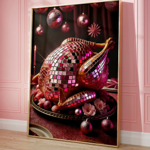 Póster de Arte de Pared Pavo Disco Divertido