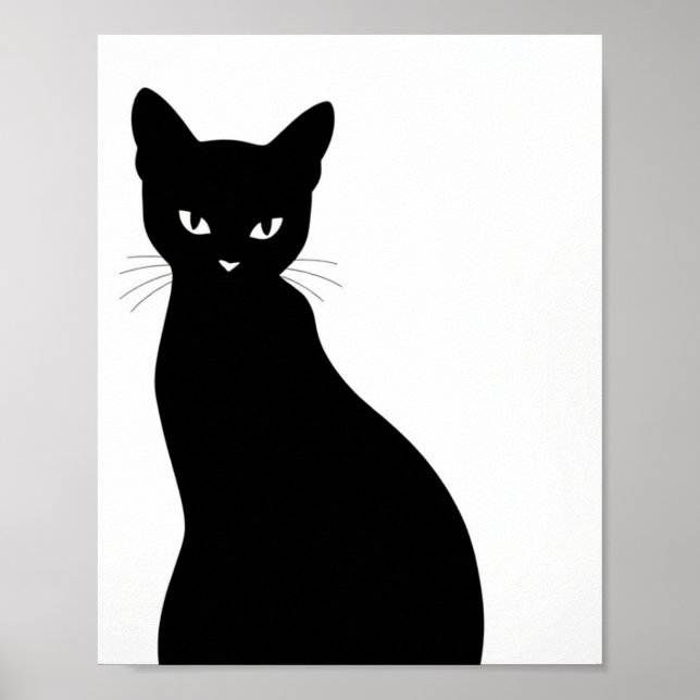 Póster de Arte de Pared Silueta de Gato Negro (Frente)