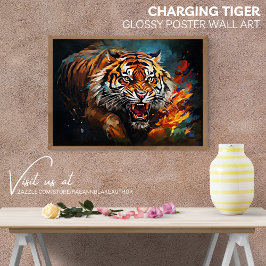 Póster de Arte de Pared Tigre Cargando Brillante