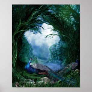 Poster de arte de pavos reales/impresión