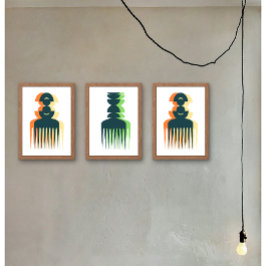 Póster de arte de peine afro