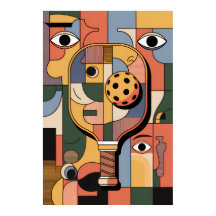 Póster de arte de pelota de paleta de pickleball c