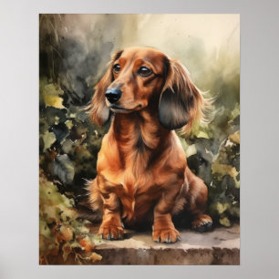 Póster de Arte de Perro Dachshund Adorable