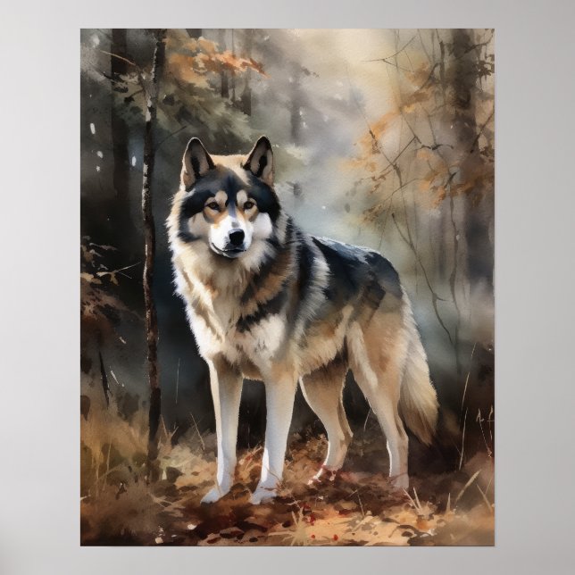Poster de arte de perro de Malamute (Frente)