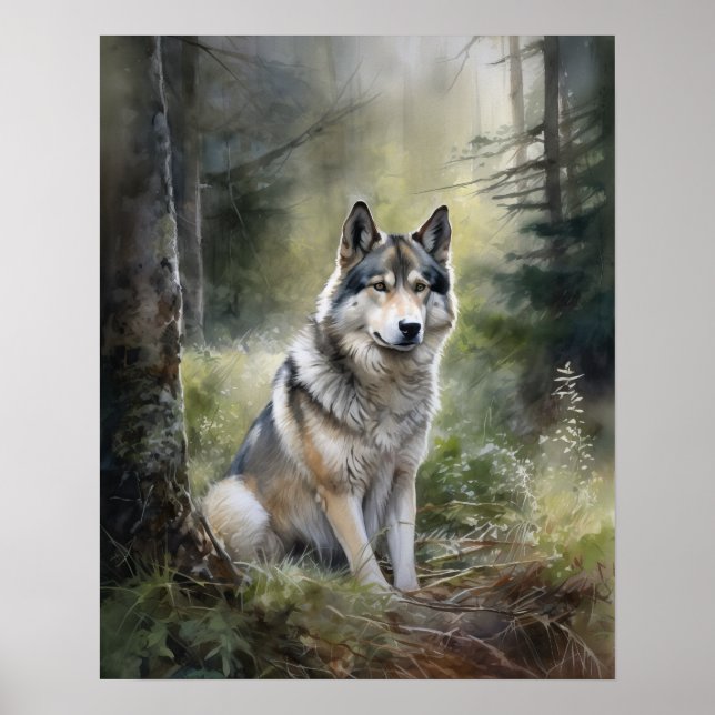 Poster de arte de perro de Malamute (Frente)