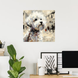 Póster de arte de perro maltés