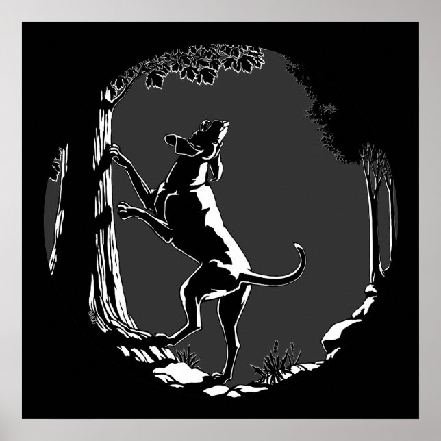 Poster de arte de perro perro cazando impresiones  (Frente)