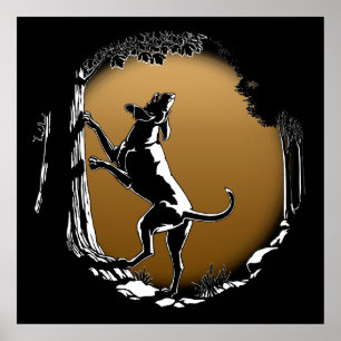 Poster de arte de perro perro cazando impresiones