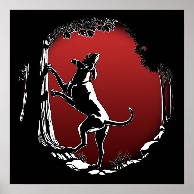 Poster de arte de perro perro cazando impresiones  (Frente)