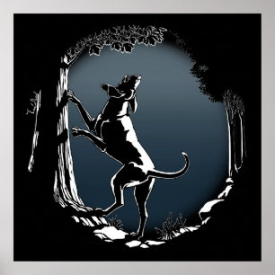 Poster de arte de perro perro cazando impresiones 