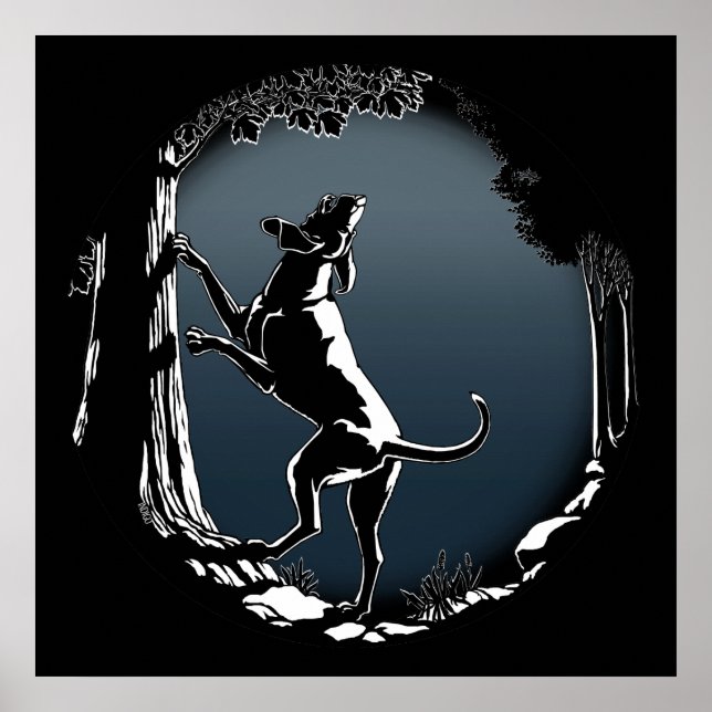 Poster de arte de perro perro cazando impresiones  (Frente)