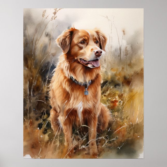 Póster de arte de perro Retriever de Tolling de Nu (Frente)