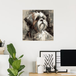Póster de arte de perro Shih Tzu