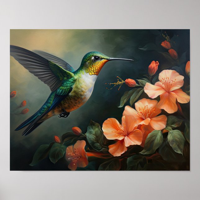 Póster de Arte de Pintura de Colibrí (Frente)