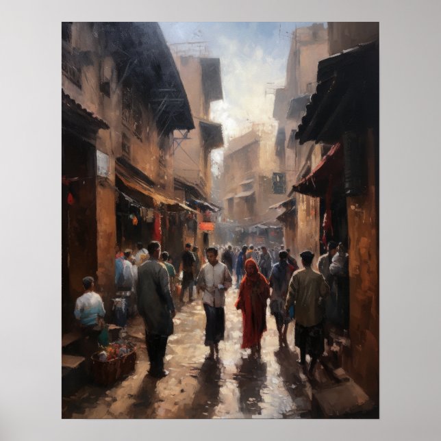 Poster de arte de pintura de Marruecos de Marrakec (Frente)