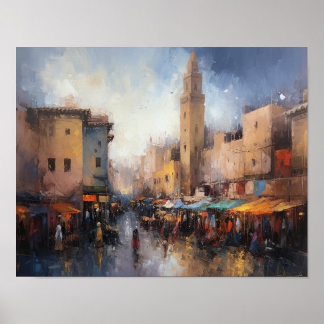 Poster de arte de pintura de Marruecos de Marrakec (Frente)