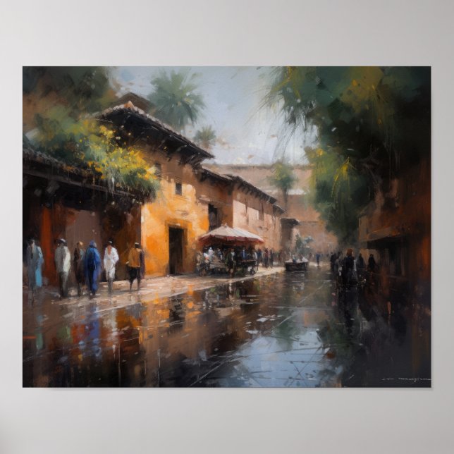 Poster de arte de pintura de Marruecos de Marrakec (Frente)
