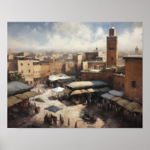 Poster de arte de pintura de Marruecos de Marrakec
