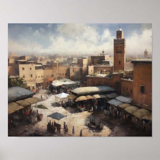 Poster de arte de pintura de Marruecos de Marrakec (Frente)
