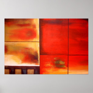 Poster de arte de pinturas abstractas rojas