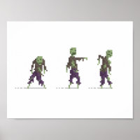 Poster de arte de píxeles de 8 bits de Zombies