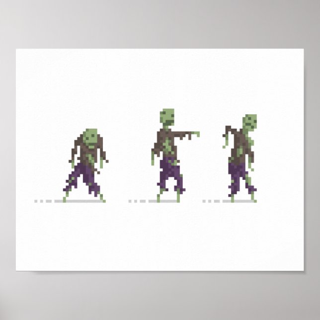 Poster de arte de píxeles de 8 bits de Zombies (Frente)