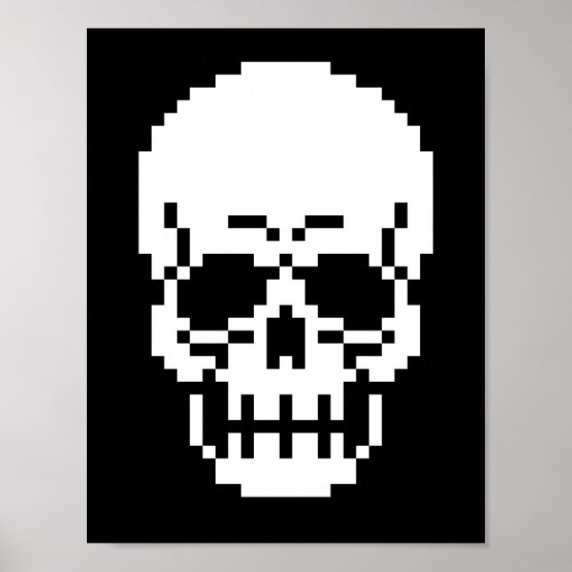 poster de arte de píxeles de cráneo de 8 bits (Frente)