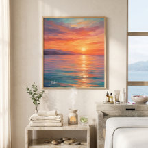 Póster de Arte de Puesta de Sol Costera Moderna So