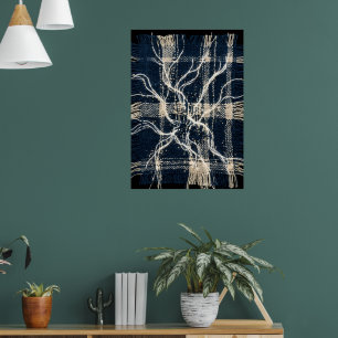 Póster de arte de rama de árbol neural oscura Bl