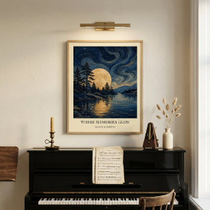 Póster de Arte de Reflejos bajo la Luz de la Luna
