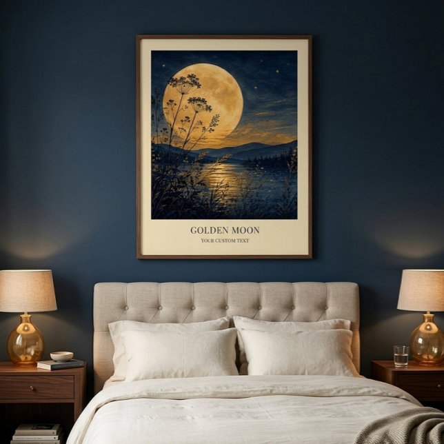 Póster de arte de reflexión de luna dorada persona (Subido por el creador)