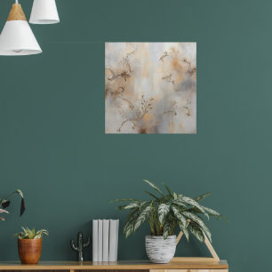 Póster de Arte de Remolino Floral Vintage Gris P
