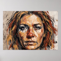 Póster de Arte de Retrato de Mujer Expresiva