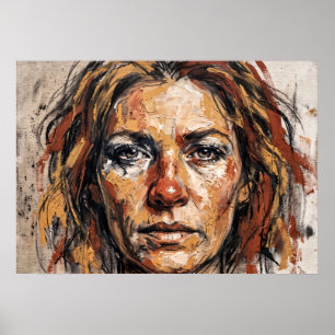 Póster de Arte de Retrato de Mujer Expresiva