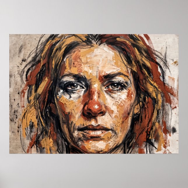 Póster de Arte de Retrato de Mujer Expresiva (Frente)
