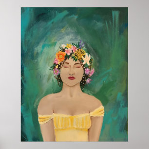 poster de arte de retrato femenino "perdido en la 