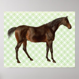 Poster de arte de retro de caballos con ilustracio