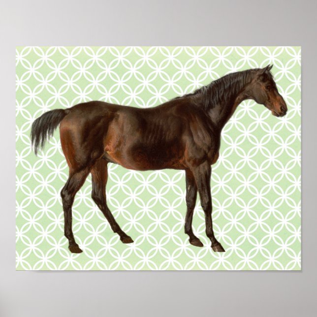 Poster de arte de retro de caballos con ilustracio (Frente)