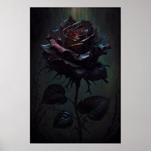 Póster de arte de rosa negra gótica Impresión de a