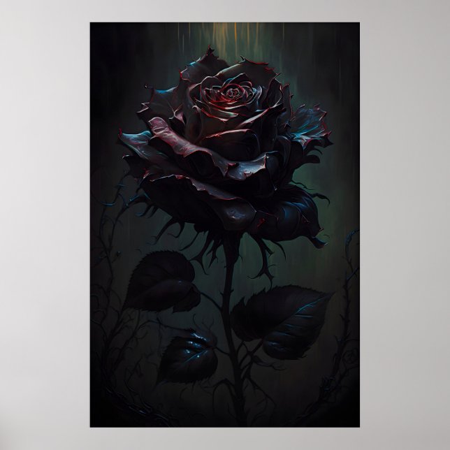 Póster de arte de rosa negra gótica Impresión de a (Frente)