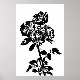 Poster de arte de Rosas ilustrados en blanco y neg