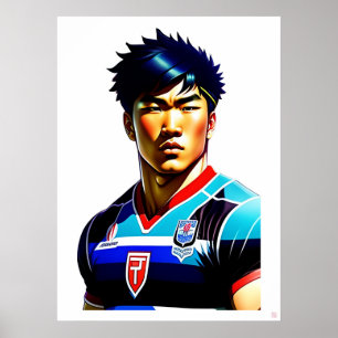 Poster de arte de rugby japonés
