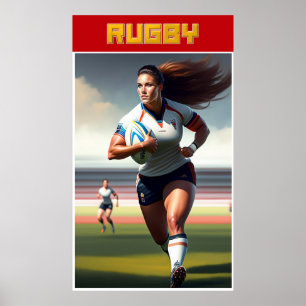 Poster de arte de rugby para mujeres