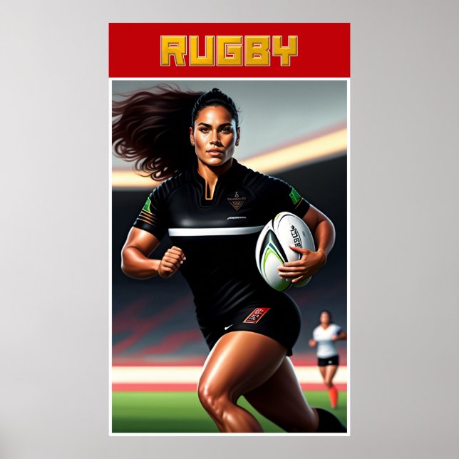 Poster de arte de rugby para mujeres (Frente)