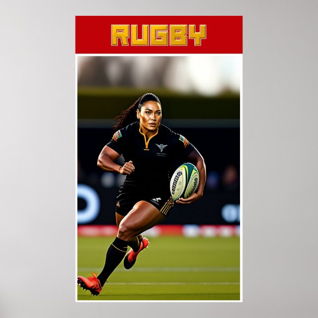 Poster de arte de rugby para mujeres (Frente)