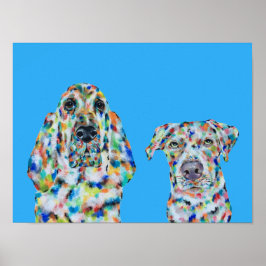 Póster de arte de sabueso y labrador