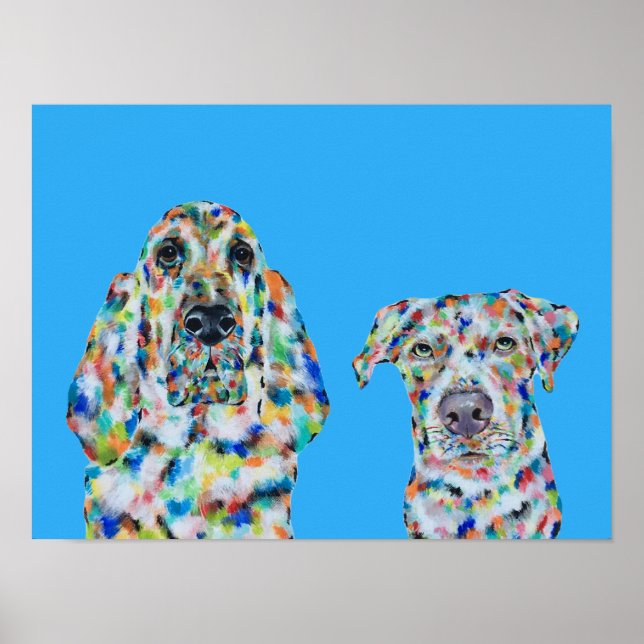 Póster de arte de sabueso y labrador (Frente)