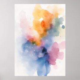 Póster de arte de salpicaduras de acuarela abstrac