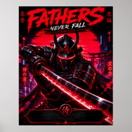 Póster de arte de samurái ciberpunk padre