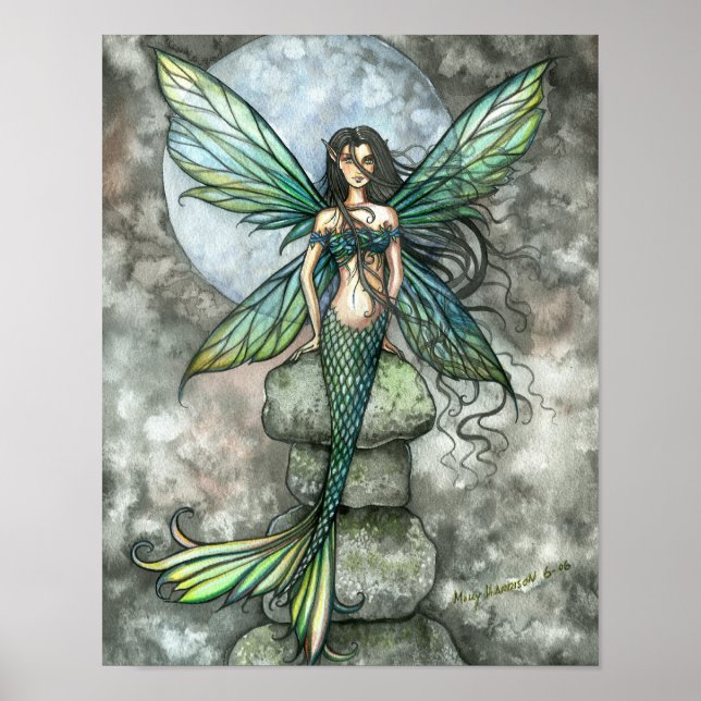 Póster de arte de sirena de mar a cielo (Frente)